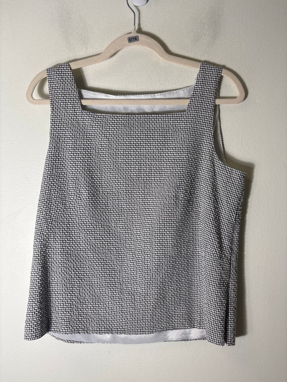 Peace of Cloth Black and White Checked Sleeveless Top Sz M